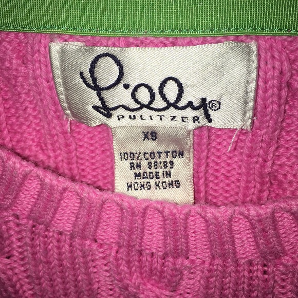 🌸🌸PINK Lilly Pulitzer Crew Cable XS Sweater 🌸🌸 - Picture 2 of 3